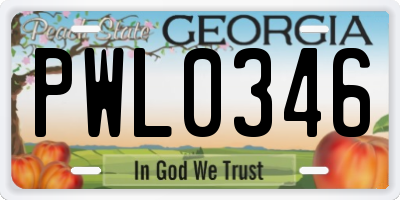 GA license plate PWL0346