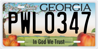 GA license plate PWL0347