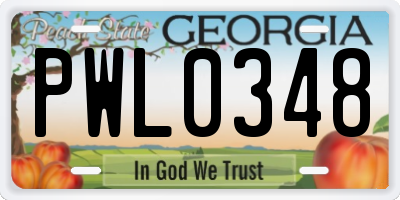 GA license plate PWL0348
