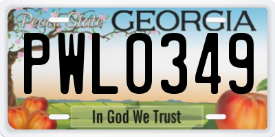 GA license plate PWL0349