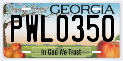 GA license plate PWL0350