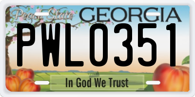 GA license plate PWL0351