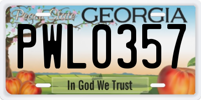GA license plate PWL0357