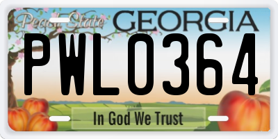 GA license plate PWL0364
