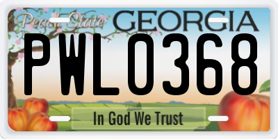 GA license plate PWL0368