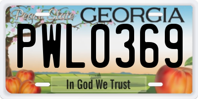 GA license plate PWL0369