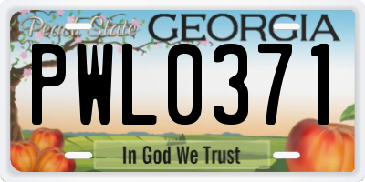 GA license plate PWL0371
