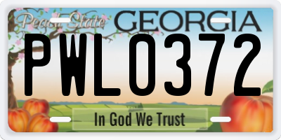 GA license plate PWL0372