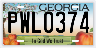 GA license plate PWL0374