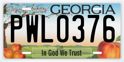 GA license plate PWL0376
