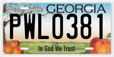 GA license plate PWL0381
