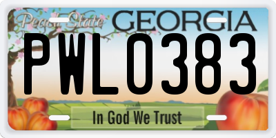 GA license plate PWL0383