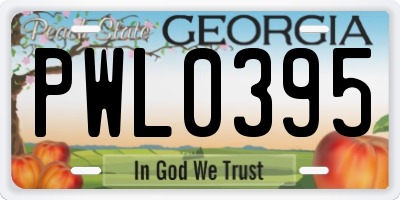 GA license plate PWL0395