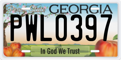 GA license plate PWL0397