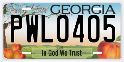 GA license plate PWL0405