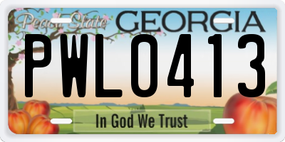 GA license plate PWL0413