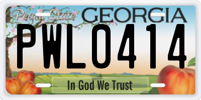GA license plate PWL0414