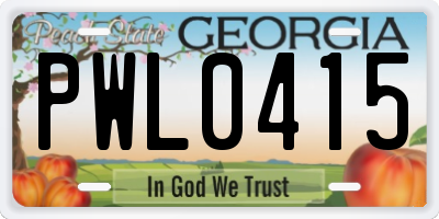 GA license plate PWL0415