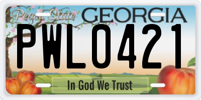 GA license plate PWL0421