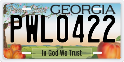 GA license plate PWL0422