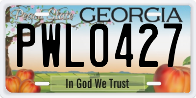 GA license plate PWL0427