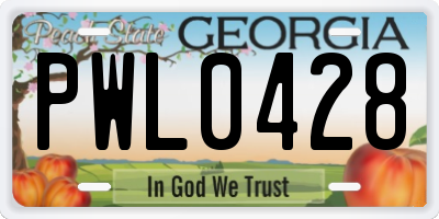 GA license plate PWL0428