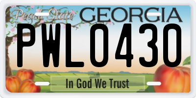 GA license plate PWL0430