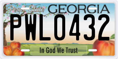 GA license plate PWL0432