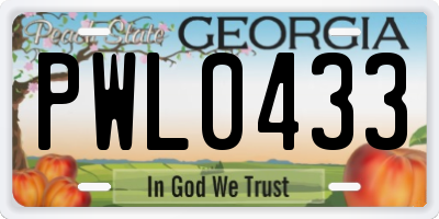 GA license plate PWL0433
