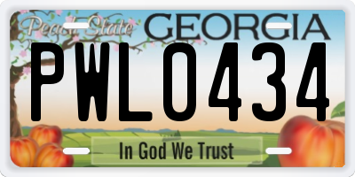 GA license plate PWL0434