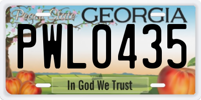 GA license plate PWL0435