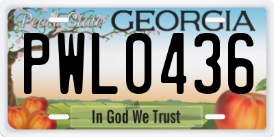 GA license plate PWL0436