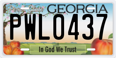 GA license plate PWL0437