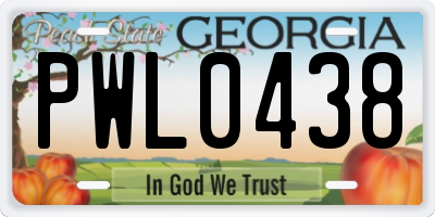 GA license plate PWL0438
