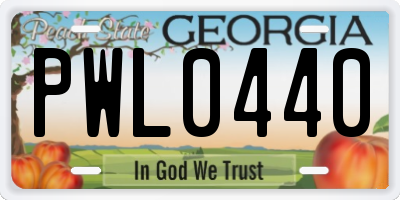 GA license plate PWL0440