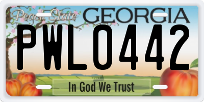 GA license plate PWL0442