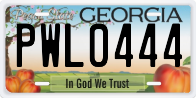 GA license plate PWL0444