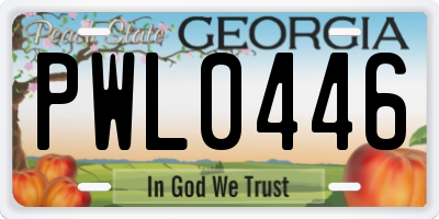 GA license plate PWL0446
