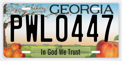 GA license plate PWL0447