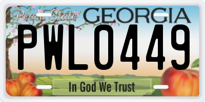 GA license plate PWL0449