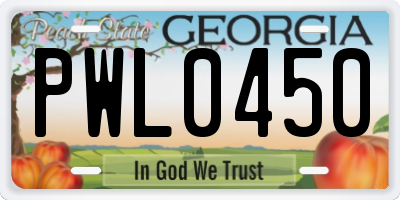 GA license plate PWL0450