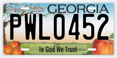 GA license plate PWL0452