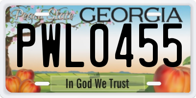 GA license plate PWL0455