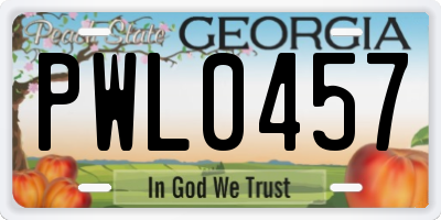 GA license plate PWL0457