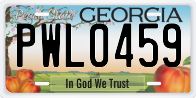 GA license plate PWL0459
