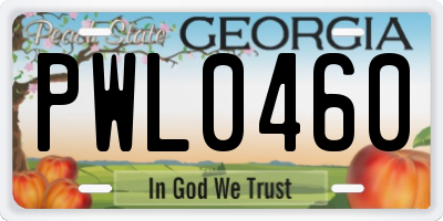GA license plate PWL0460