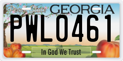 GA license plate PWL0461
