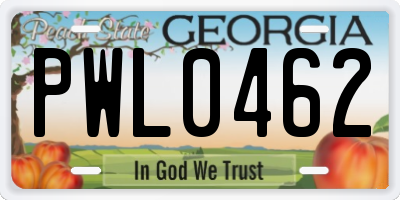 GA license plate PWL0462