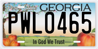 GA license plate PWL0465