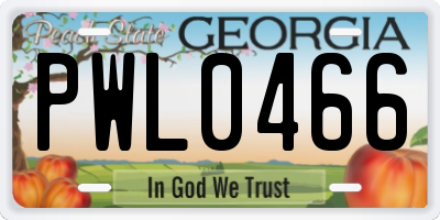 GA license plate PWL0466